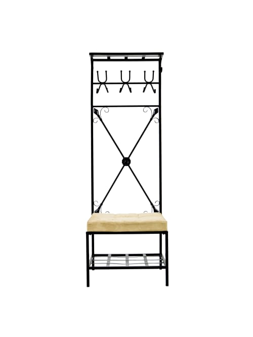 Southern Enterprises Multipurpose Decorative Coat Rack Bench Seat 72 12 H X 24 W X 18 D Blackbeige Office Depot