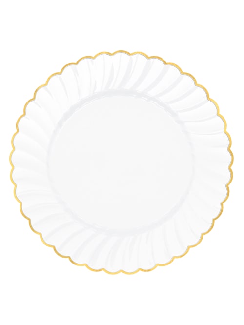plastic plates with gold trim