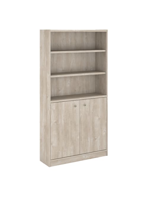 Bush Furniture 5 Shelf Bookcase W Doors Gray Office Depot Simple american solid wood bookcase floor study furniture bookcase combination living room bookshelf shelf with glass door. bush furniture universal 72 h 5 shelf bookcase with doors washed gray standard delivery item 9414490