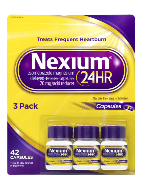 nexium 24 hour delayed release acid reducer capsules 14 capsules per bottle pack of 3 bottles item 9417494