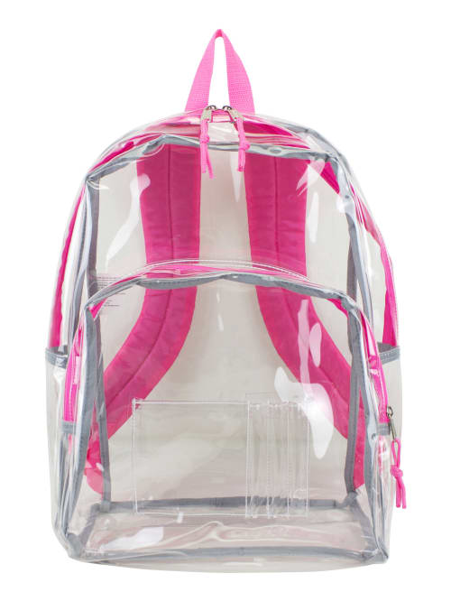 clear backpack from pink