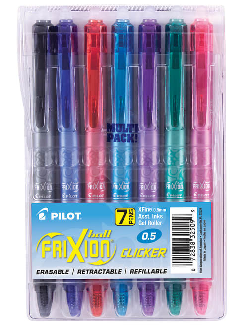 Pilot Frixion Clicker Erasable Gel Pens Extra Fine Point 0 5 Mm Assorted Barrels Assorted Ink Colors Pack Of 7 Office Depot