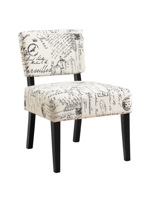 Monarch Specialties Armless Accent, Black And White Armless Chair