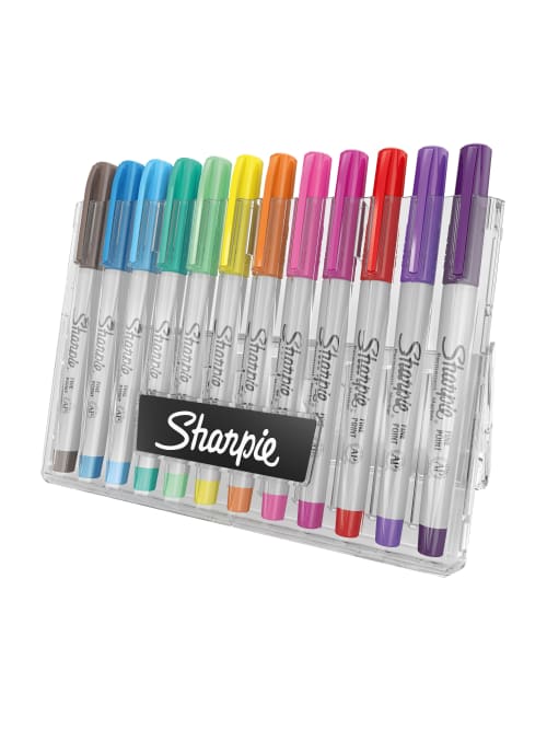 Sharpie Permanent Marker Hero Pack With Storage Case Ultra Fine Point Assorted Colors Pack Of 12 Office Depot