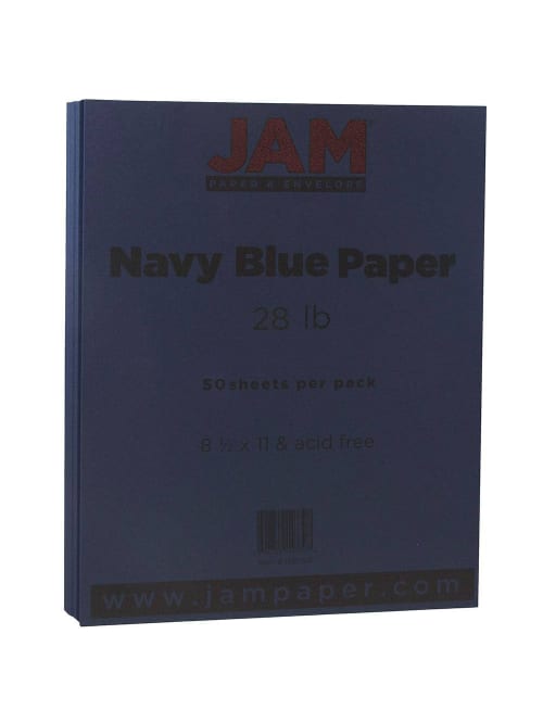 Jam Paper Printer Paper Letter Size 8 12 X 11 28 Lb Navy Blue Ream Of 50 Sheets Office Depot