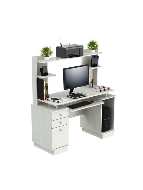 Inval Computer Work Center With Hutch Laricina White Office Depot