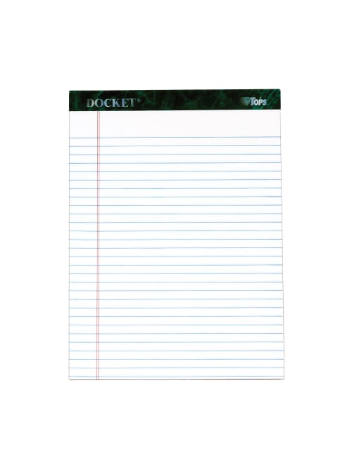 Tops Docket Writing Pads 8 12 X 11 34 Legal Ruled 50 Sheets White Pack Of 12 Pads Office Depot