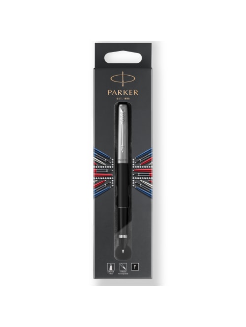 parker jotter rollerball pen fine point 0 5 mm black stainless steel barrel black ink item 9652840