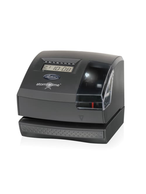 Lathem Atomic Time Clock With Tru Align 1600e Unlimited Employees 5 7 H X 6 3 W X 7 2 D Gray Office Depot