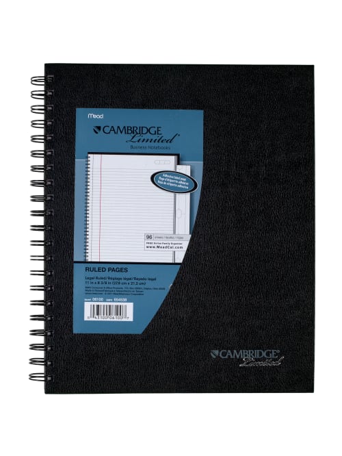Cambridge Limited 30percent Recycled Business Notebook 8 12 X 11 1 Subject Legal Ruled 96 Sheets Black Office Depot