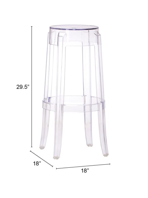 Zuo Modern Anime Bar Stool Transparent Office Depot