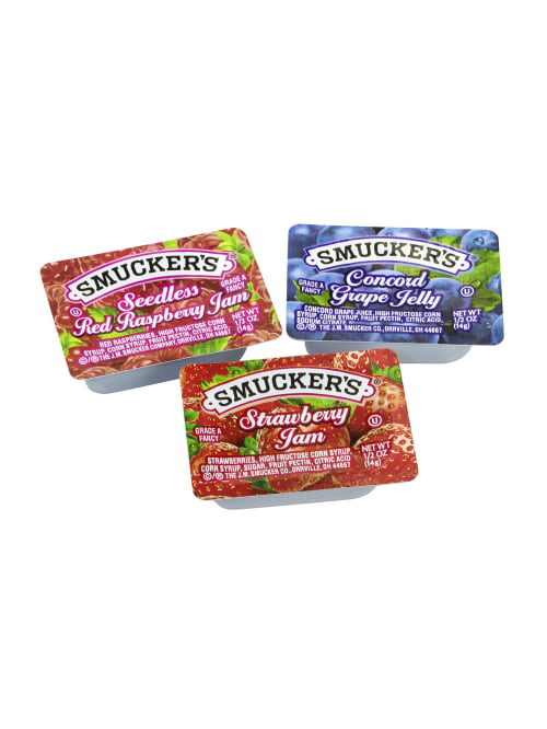 Smuckers Single Serve Jam Packs Assorted 0 5 Oz Pack Of 200 Tubs Office Depot