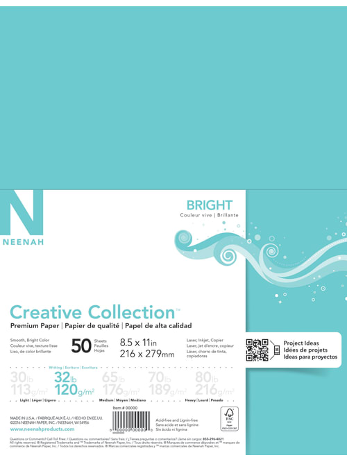 Neenah Creative Collection Specialty Paper Letter Size 8 12 X 11 32 Lb Fsc Certified Sea Glass Ream Of 50 Sheets Office Depot