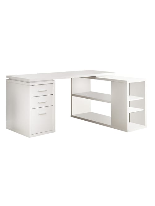 Monarch Specialties L Shaped Computer Desk With Book Shelf White Office Depot