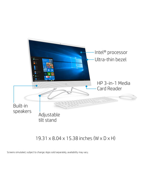 Hp 22 C0030 All In One Pc 21 5 Full Hd Touch Screen Intel Core I3 Dual Core 4 Gb Memory 1 Tb Hard Drive Windows 10 Home Office Depot