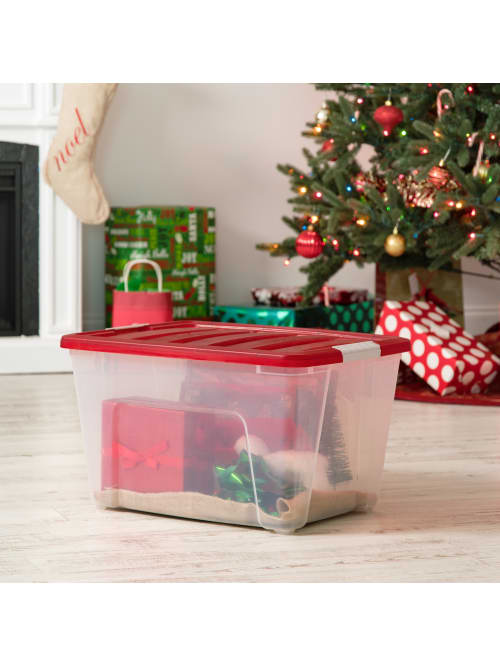Iris Holiday Storage Totes Red 3pk Office Depot