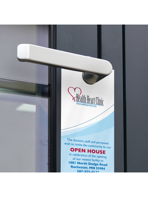 Custom Full Color Door Hangers Print 2 Sides Uv Gloss 1 Side 3 12 X 8 12 Box Of 50 Office Depot