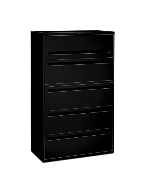 Hon Brigade 700 42 W Lateral 5 Drawer File Cabinet Metal Black Office Depot