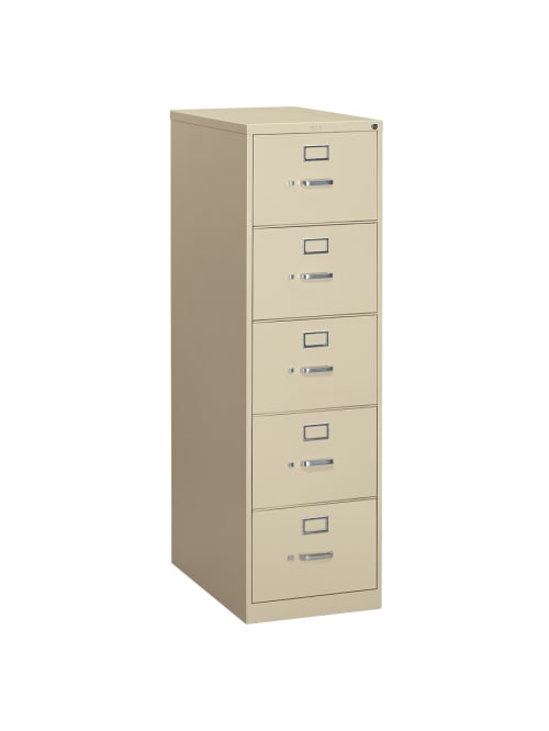 Hon 310 26 12 D Vertical 5 Drawer Letter Size File Cabinet Metal Putty Office Depot