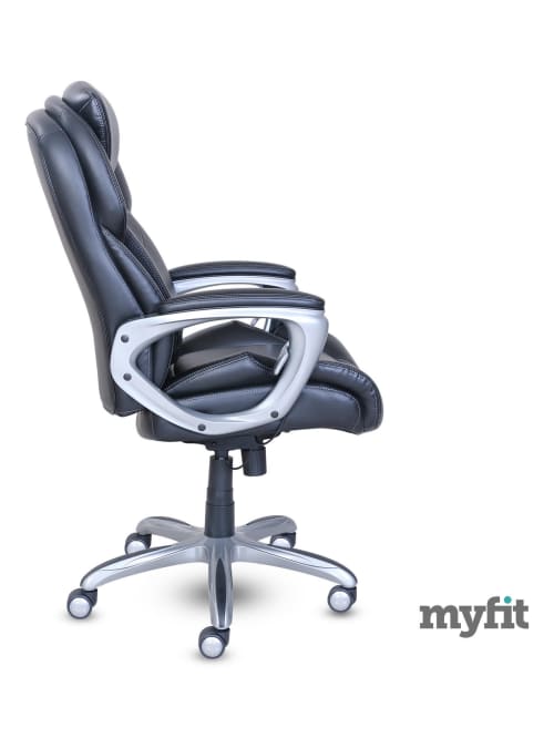Serta My Fit Bonded Leather High Back Chair With Active Lumbar Support Blacksilver Office Depot