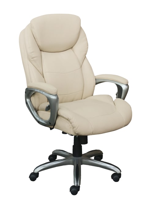 Serta Works My Fit Bonded Leather High Back Office Chair With Active Lumbar Support Inspired Ivorysilver Office Depot