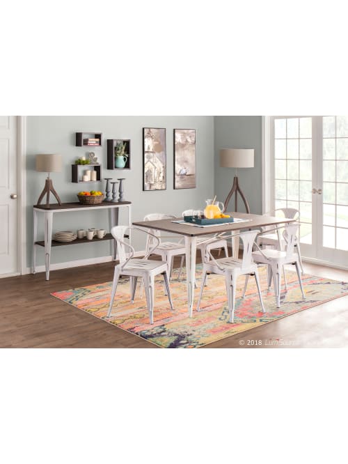 Lumisource Oregon Industrial Farmhouse Dining Table Rectangular Espressovintage White Office Depot