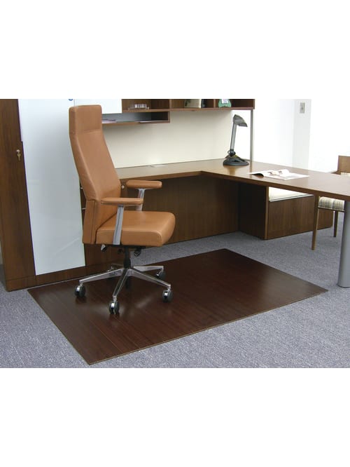 Anji Mountain Bamboo Roll Up Chair Mat 48 X 72 14 Thick Dark Cherry Office Depot