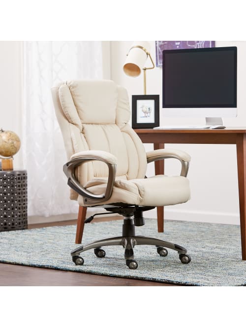 Serta Works Bonded Leather High Back Office Chair American Beigesilver Office Depot