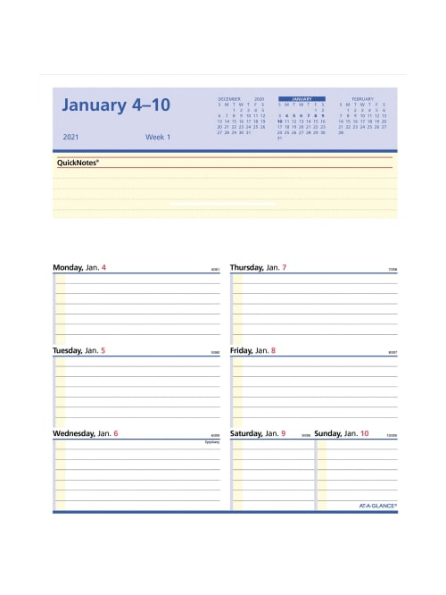 At A Glance Flip A Week Desk Calendar Refill Weekly 1 Year January 2021 Till December 2021 1 Week Double Page Layout 5 58 X 7 Sheet Size Desktop Yellow Blue Red 1 Each Office Depot