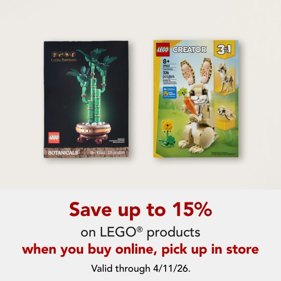 Save up to 15% on Lego when you buy online pick up in store