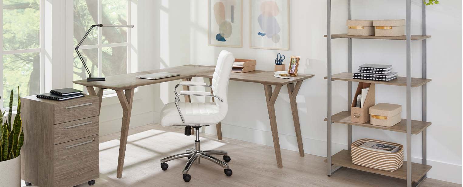 Forest gate sophia modern home office clearance computer desk with hutch in white