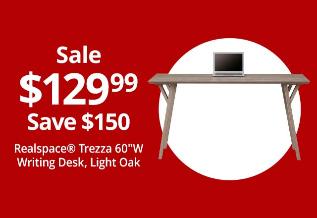 Save $150 Realspace® Trezza 60"W Writing Desk, Light Oak