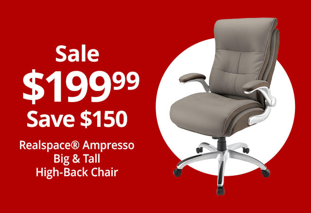 Save $150 Realspace® Ampresso Big & Tall Bonded Leather High-Back Chair, Taupe/Silver, BIFMA Compliant