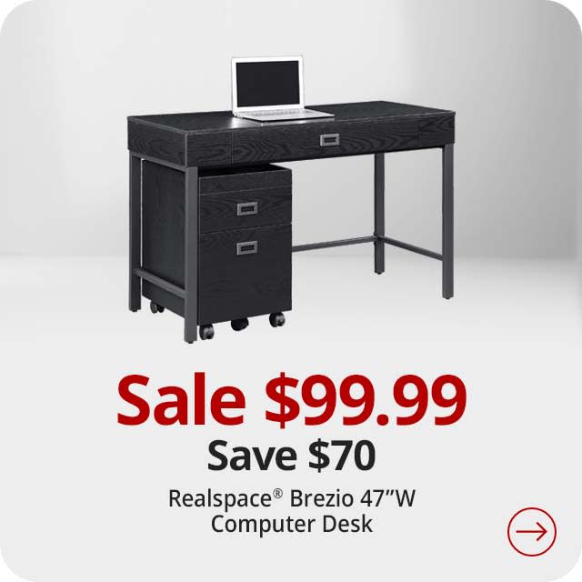 Save $70 Realspace® Brezio 47"W Computer Desk, Black