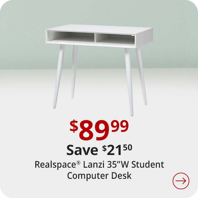 Save $18 Realspace® Lanzi 35”W Student Computer Desk, White