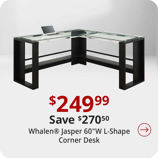 Save $270 Whalen® Jasper 60"W L-Shape Corner Desk, Espresso