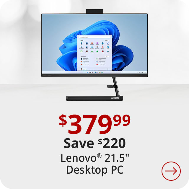 Save $220 Lenovo® IdeaCentre AIO 3i 22 Desktop PC, 21.5" Screen, Intel® Pentium® 8505, 4GB Memory, 256GB Solid State Drive, Windows® 11