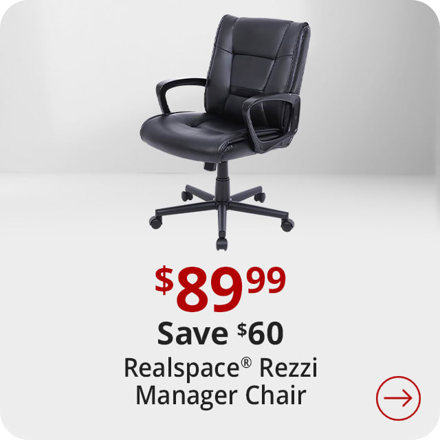 Save $60 Realspace® Rezzi Vegan Leather Mid-Back Manager Chair, Black