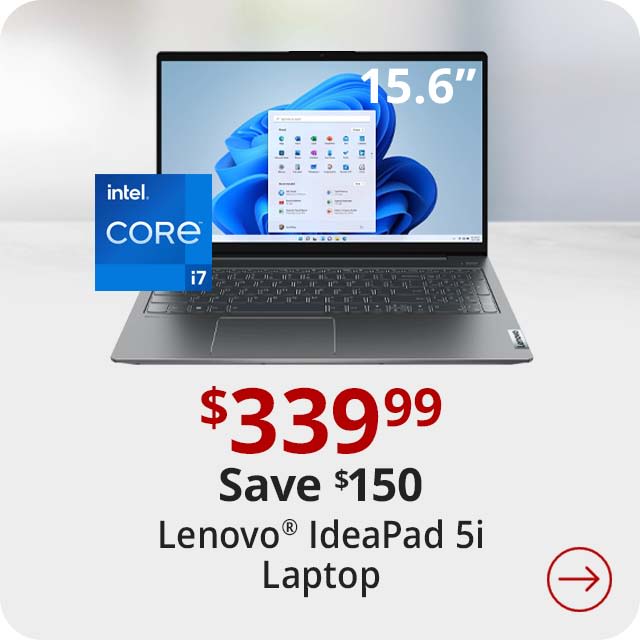 Save $460 Lenovo® IdeaPad 5i Laptop, 15.6" Screen, Intel® Core™ i7, 8GB Memory, 512GB Solid State Drive, Windows® 11 Home