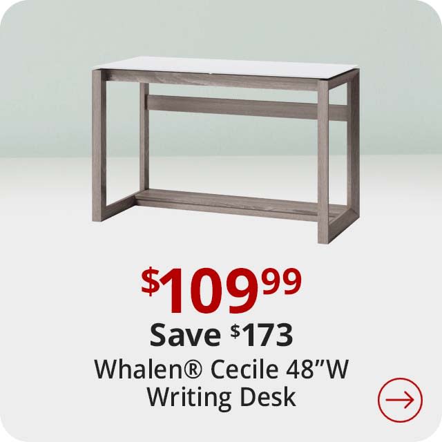 Save $173 Whalen® Cecile 48”W Writing Desk, Snowdrift White/Fossil Greige Oak