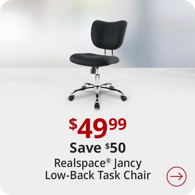 Save $50 Realspace® Jancy Mesh Low-Back Task Chair, Black/Chrome, BIFMA Compliant