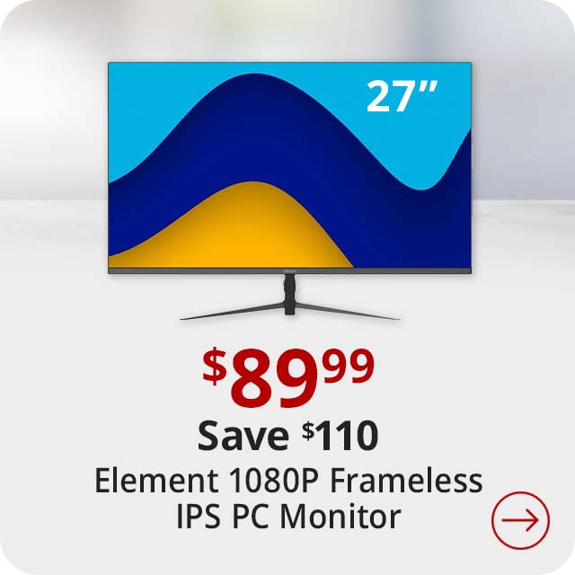Save $110 Element EM2FPAB27B 27" 1080P Frameless IPS PC Monitor