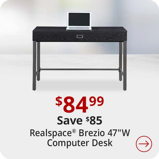 Save $70 Realspace® Brezio 47"W Computer Desk, Black