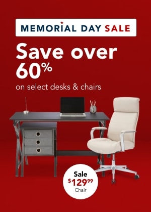 Save over 60% on select desks and chairs