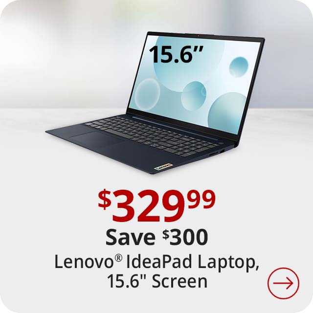 Save $300 Lenovo® IdeaPad 3i Laptop, 15.6" Screen, Intel® Core™ i3, 8GB Memory, 256GB Solid State Drive, Wi-Fi 6, Windows® 11, 82RK001HUS