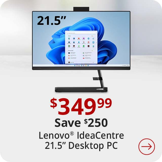 Save $250 Lenovo® IdeaCentre AIO 3i 22 Desktop PC, 21.5" Screen, Intel® Pentium® 8505, 4GB Memory, 256GB Solid State Drive, Windows® 11, F0GG000RUS