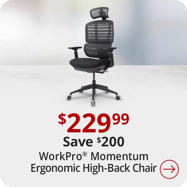 Save $200 WorkPro® Momentum Ergonomic Mesh/Mesh Active High-Back Chair, Gray/Gray, BIFMA Compliant