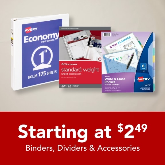 Binders starting at $2.49