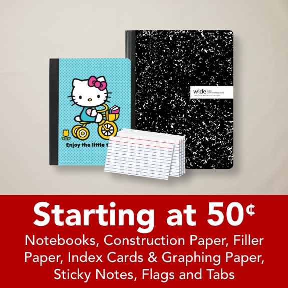 Notebooks starting at 50 cents