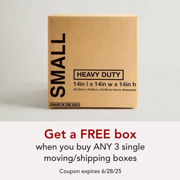 Buy ANY 3 single moving/shipping boxes get 1 free box